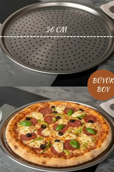 Çelik 36cm Delikli Pizza Tepsisi ürün görseli 1