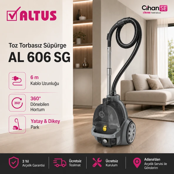Altus AL-606 SG Mavi 890 w Hepa Filtre Toz Torbasız Süpürge ürün görseli 1