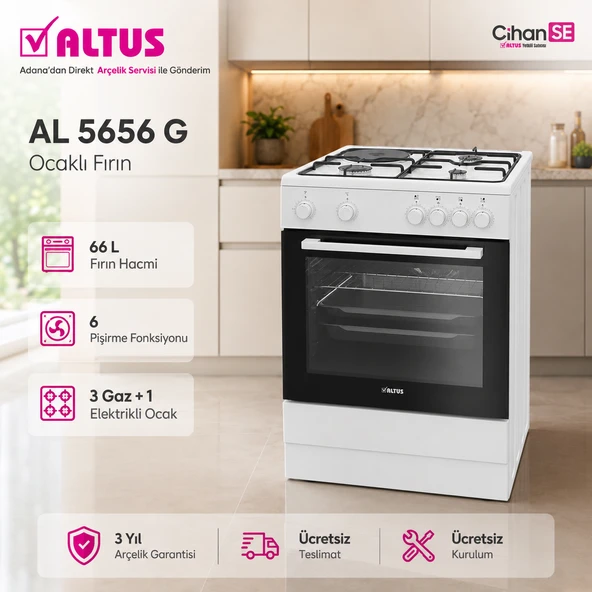 Altus AL-5556 G A Enerji 4 Gözü Gazlı Turbo Fırın ürün görseli 1