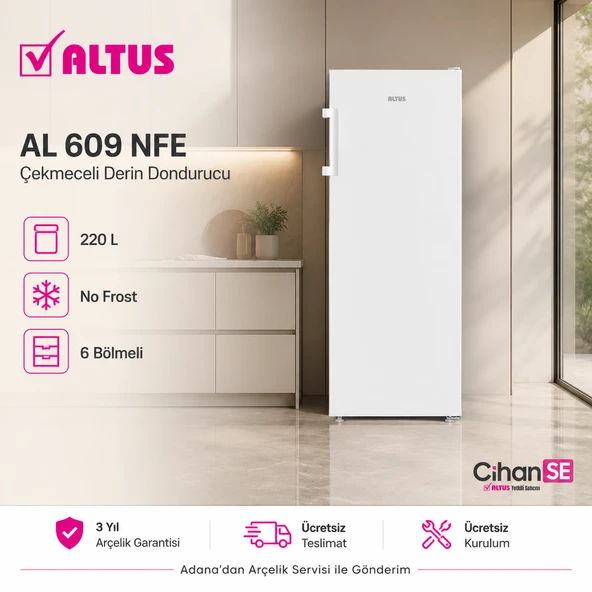 Altus AL-609 NFE Yeni E Enerji No-Frost 220 Litre 6 Çekmeceli Derin Dondurucu ürün görseli 1