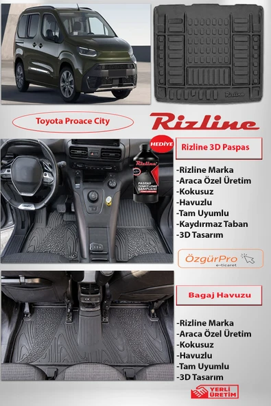 Rizline Toyota Proace City 2019+  Premıum Paspas ve Premıum Bagaj Havuzu Set ürün görseli 1