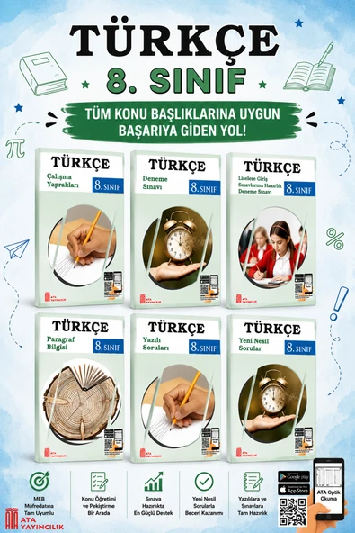 8.Sınıf Türkçe Süper Set Ders Çalışma Yaprakları (6 Kitap) ürün görseli 1