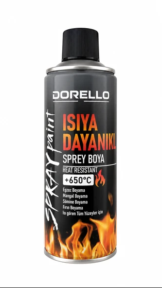 DORELLO Isıya Dayanıklı Sprey Boya +650C  Yüksek Sıcaklığa Dayanıklı Isı Boyası Metal, Soba, Mangal ve Barbekü İçin ürün görseli 1