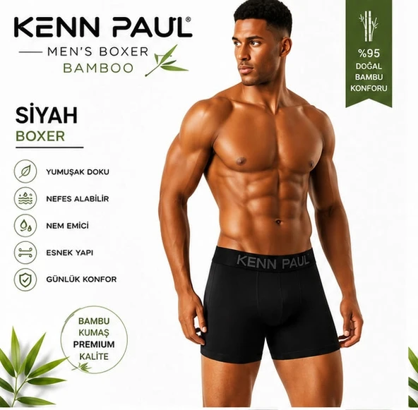 Kenn Paul Bambu Erkek BOXER  3 ADET - Resim 5