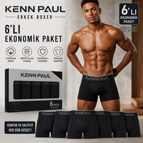 Kennpaul Likralı Erkek Boxer 6 ADET ürün görseli 1