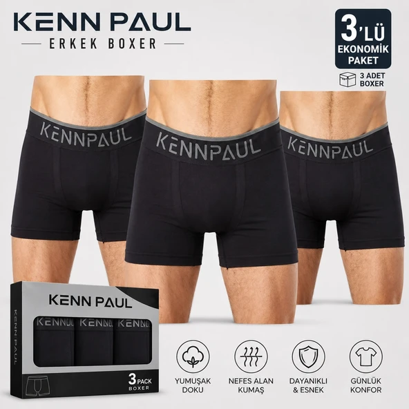 Kennpaul Likralı Erkek Boxer 3 ADET ürün görseli 1