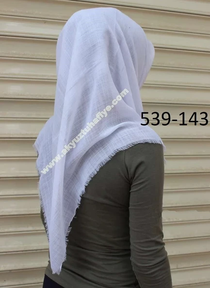 Moda Akyüz Düz Renk Flamlı Eşarp (beyaz) 539-143 ürün görseli 1