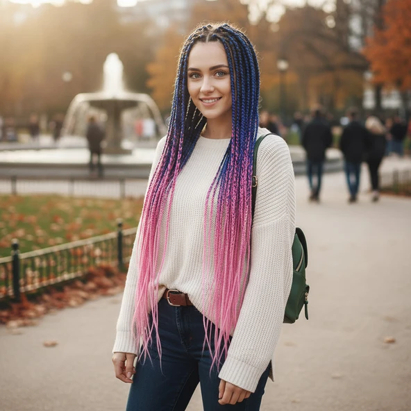 Afrika Örgüsü Ve Rasta İçin Sentetik Ombreli / Mavi / Lila / Pembe ürün görseli 1