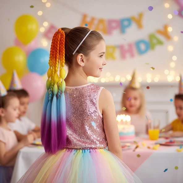 Balon ve Düz Salaş Örgülü Lastikli At Kuyruğu / ACM22 ürün görseli 1