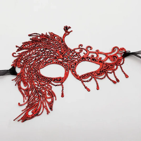 Kırmızı Dantel Masquerade Maskesi 4 No ürün görseli 1
