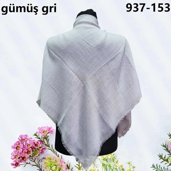 Soft İpek Düz Renk Flamlı Pamuk Eşarp (Gümüş Gri) 937-153 ürün görseli 1