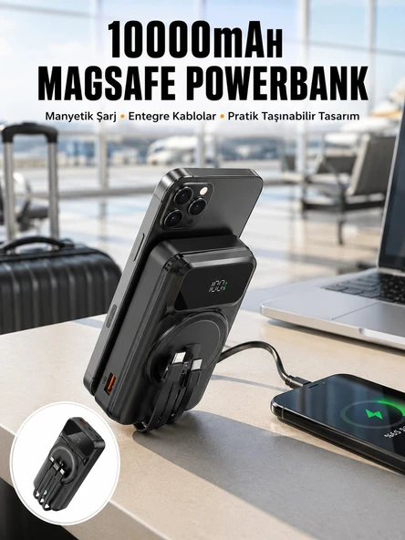 15W Kablosuz Hızlı Şarjlı 10000 mAh Powerbank – Taşınabilir, LED Göstergeli ürün görseli 1
