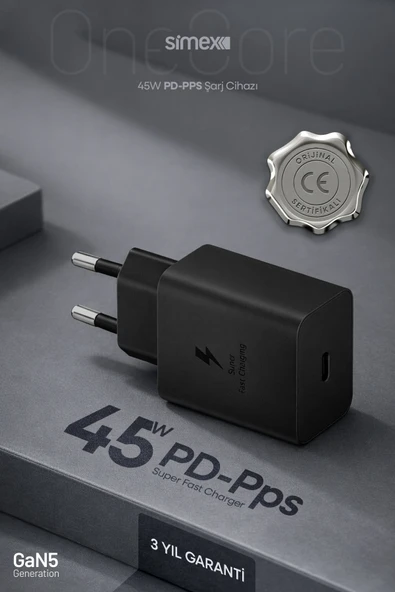 Simex Samsung S22-S23-S24-S25 Ultra Serileri Uyumlu - 45W USB-C Süper Hızlı Şarj Cihazı CE Belgeli SPS-18 ürün görseli 1