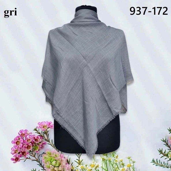 Soft İpek Düz Renk Flamlı Pamuk Eşarp (gri) 937-172 ürün görseli 1