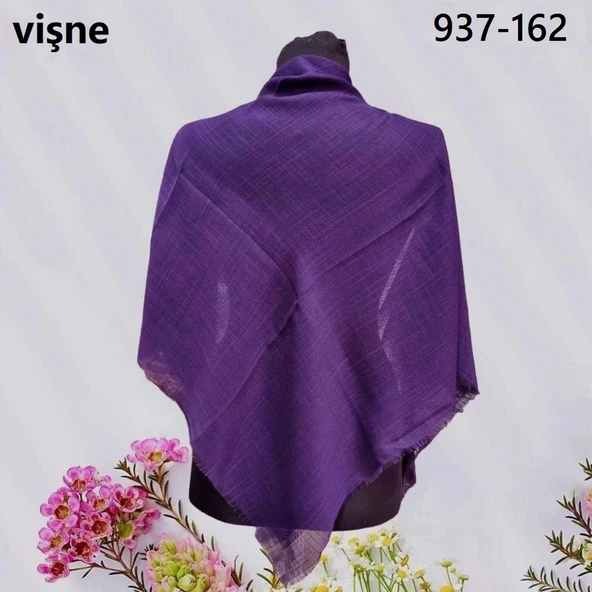 Soft İpek Düz Renk Flamlı Pamuk Eşarp (mor) 937-162 ürün görseli 1