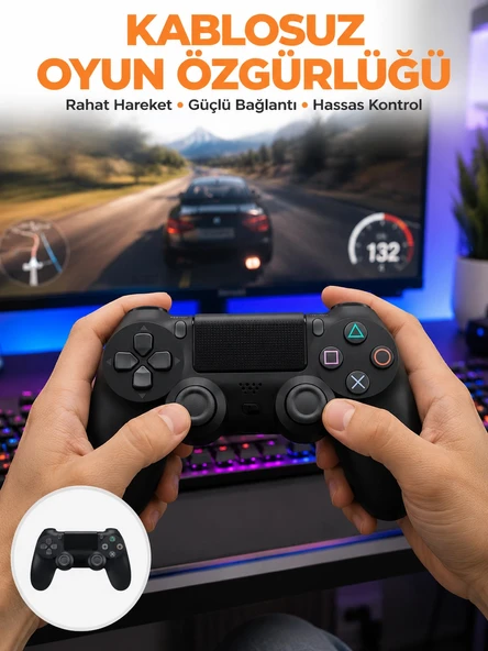 PS4 Uyumlu Kablosuz Oyun Kolu – Gerçekçi Titreşimli Geri Bildirim Yeni Nesil ürün görseli 1