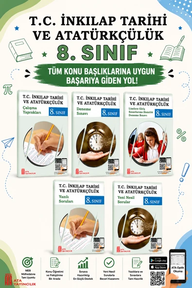 8.Sınıf TC İnkılap Tarihi ve Atatürkçülük Süper Set Ders Çalışma Yaprakları (5 Kitap) ürün görseli 1