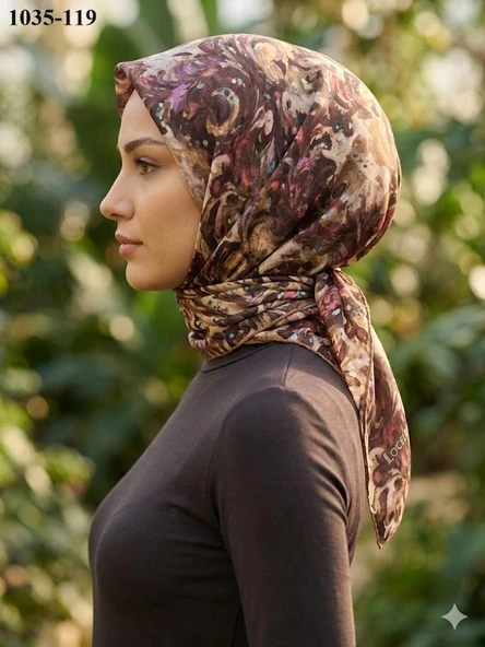 Lo'cella Soft Pamuk Eşarp (kahve-sarı) 1035-119 ürün görseli 1