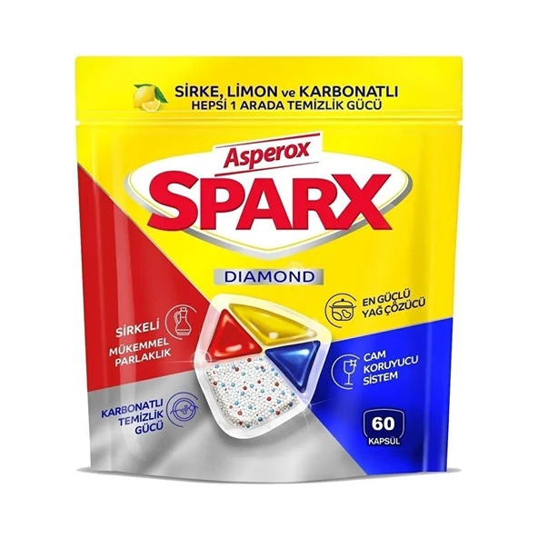 Sparx Bulaşık Makinesi Tableti 60'lı Uzun Ömürlü Kullanım ve Mükemmel Temizlik Gücü ürün görseli 1