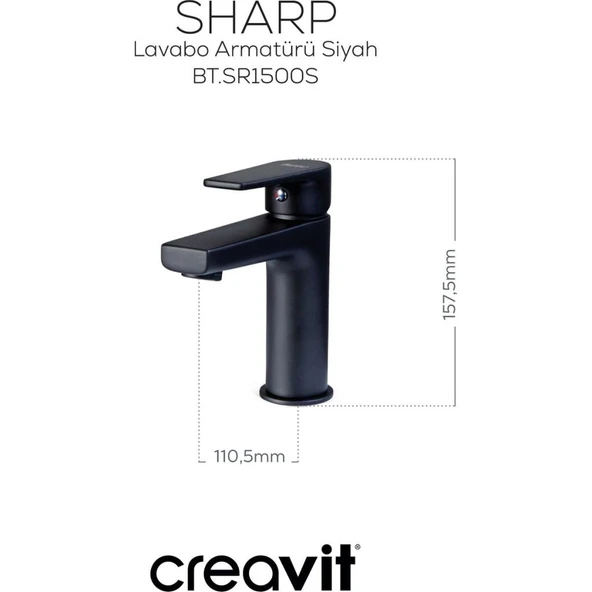 Sharp Lavabo Armatürü Siyah - Resim 2
