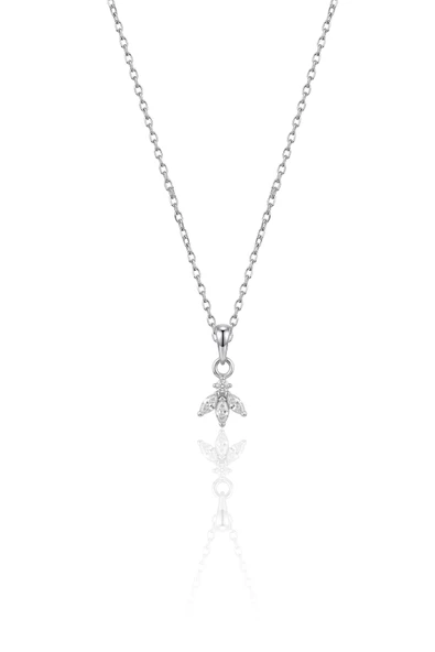 925 Ayar Gümüş Kolye Rodajlı Markiz Zirkon Taşlı Minimal Lotus Çiçeği Kolye  SGTL13407RODAJ ürün görseli 1