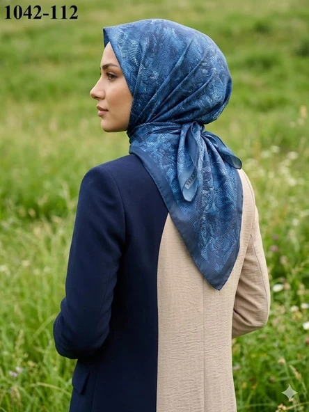 Velscarfs Soft Pamuk Parla Eşarp (Petrol) 1042-112 ürün görseli 1