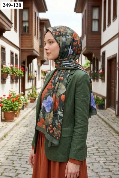 Sharell Fransız İpeği Şal (Haki) 249-120 ürün görseli 1