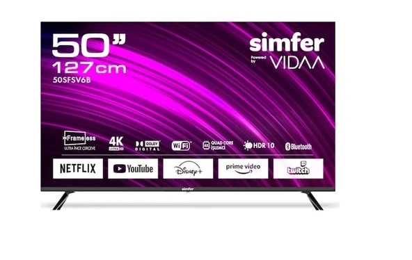 Simfer 50FSFV6B 50" 127 Ekran 4K Ultra Hd Smart Vıdaa ürün görseli 1
