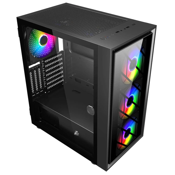 1ST PLAYER AR7-G SİYAH 750W 80+ SILVER ATX 3.1 ARGB 4X12CM FAN TEMPERLİ CAM USB 3.0 ATX KASA ürün görseli 1
