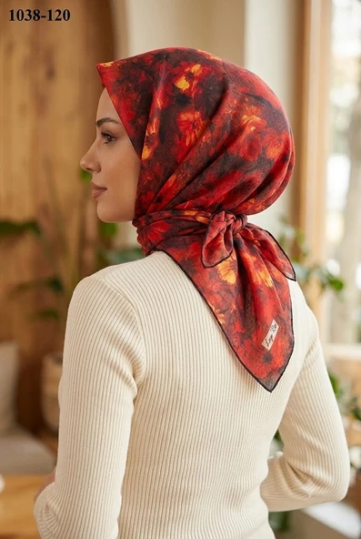 Lop'res Soft Pamuk Eşarp (Siyah-Kırmızı) 1038-120 ürün görseli 1