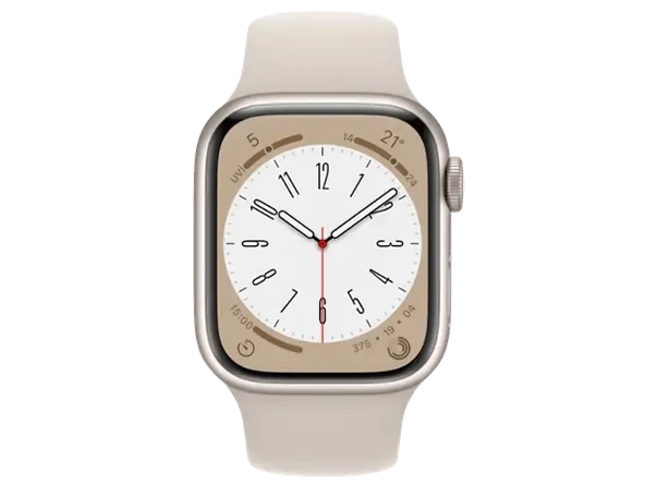 Apple Watch Series 8 GPS + Cellular 45mm Yıldız Işığı Alüminyum Kasa ve Spor Kordon Akıllı Saat VİTRİN ürün görseli 1