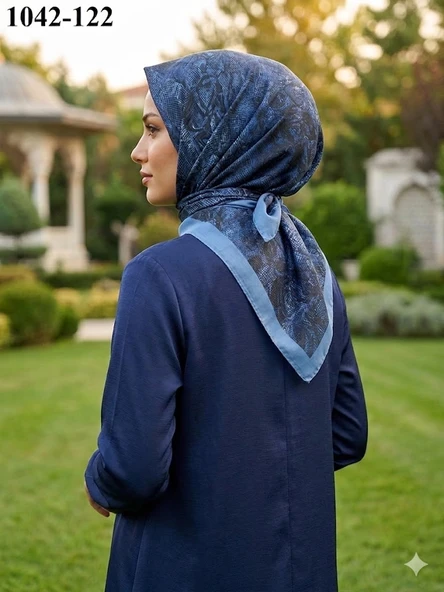 Velscarfs Soft Pamuk Parla Eşarp (İndigo Mavi) 1042-122 ürün görseli 1