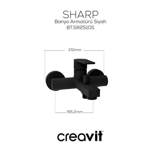 Sharp Mat Siyah Batarya Seti 3’lü Banyo-Lavabo-Evye - Resim 3