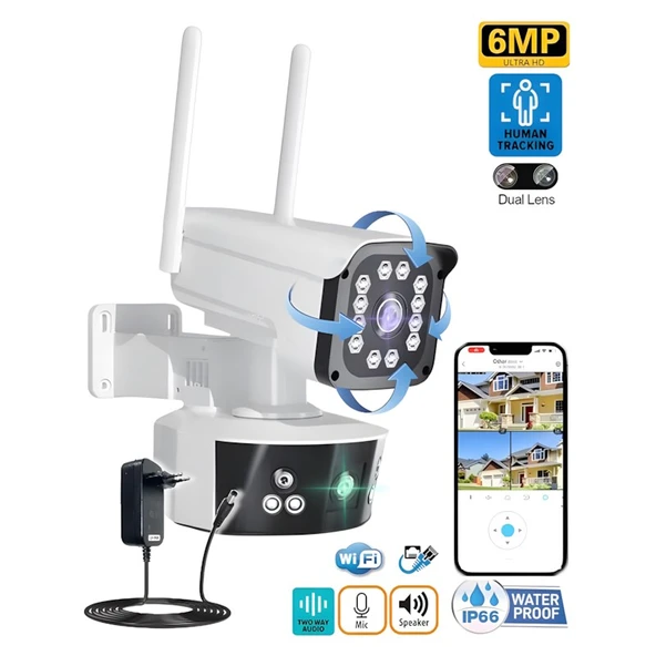 O-Kam 3032 6 MP Gece Görüşlü IP Wi-Fi Güvenlik Kamerası ürün görseli 1