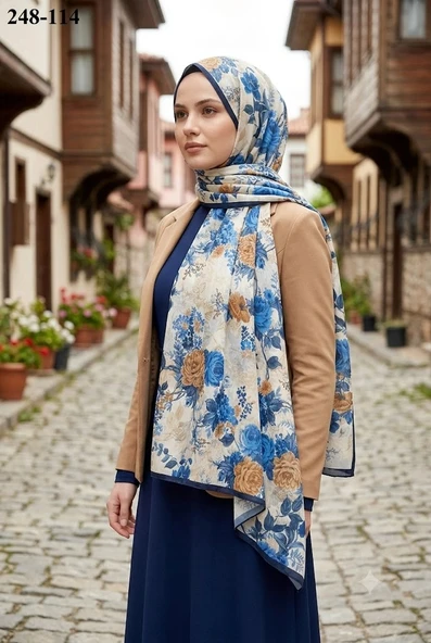Sharell Fransız İpeği Şal (Lacivert) 248-114 ürün görseli 1