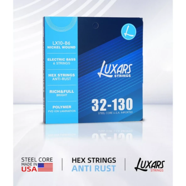 LUXARS LX10-B6 6 TELLİ BAS GİTAR TELİ 32-130 NICKEL WOUND ürün görseli 1
