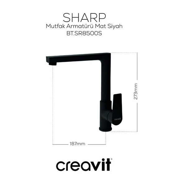 Sharp Mat Siyah Batarya Seti 3’lü Banyo-Lavabo-Evye - Resim 4