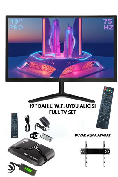 SN-HA-MA 19'' 49 Ekran Pro Dahili Hoparlör (Dahili Wifi) Uydu Alıcısı Full Set Tv Monitör (Hdmı-Vga-Usb-Rca) ürün görseli 1
