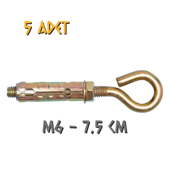 Made Kapalı Kancalı Çelik Dübel M6 - 5 Adet ürün görseli 1