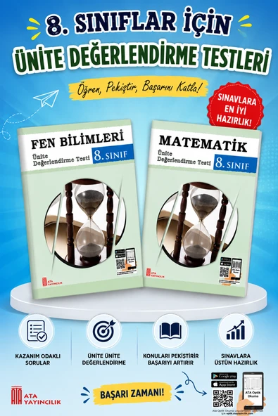8.Sınıf Matematik ve Fen Bilimleri Ünite Değerlendirme Testleri ürün görseli 1