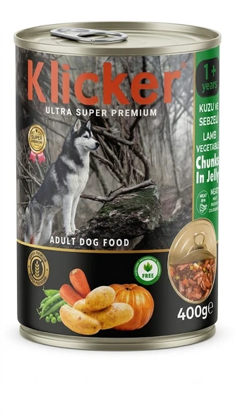 Klicker Kuzulu Sebzeli Pate Köpek Konserve 400 Gr ürün görseli 1