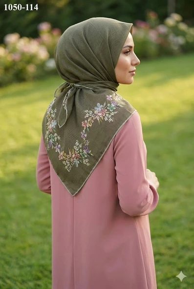 Lo'cella Soft Pamuk Eşarp (Haki) 1050-114 ürün görseli 1