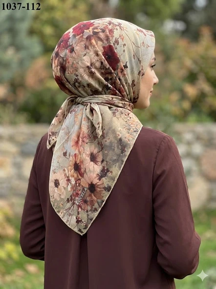 Lo'cella Soft Pamuk Eşarp (Yeşil - Kırmızı) 1037-112 ürün görseli 1
