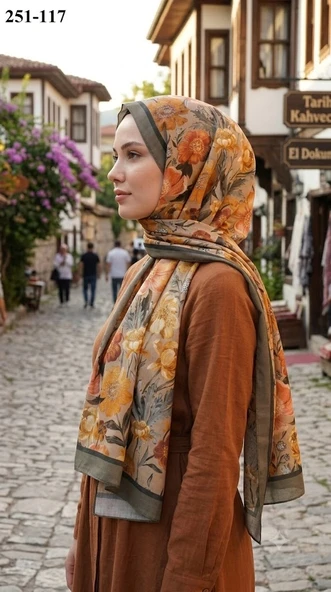 Sharell Fransız İpeği Şal (Askeri Yeşil) 251-117 ürün görseli 1