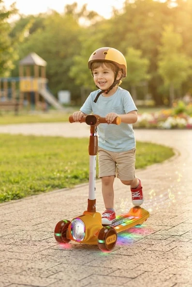 Işıklı ve Müzikli Çocuk Scooterı4 Kademeli Ayarlanabilir Gidon Yüksekllikli Özel Tasarımlı Scooter ürün görseli 1