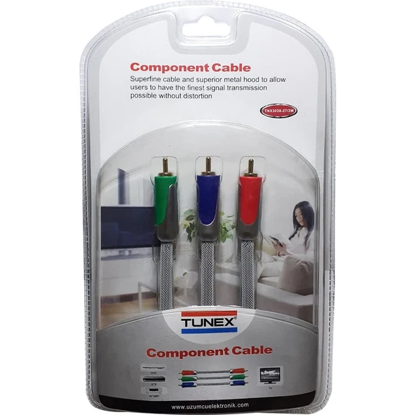 Kablo 3rca 3rca Yuv Component 2mt Tunex TNX-3028/27 ürün görseli 1