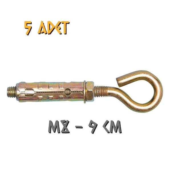 Made Kapalı Kancalı Çelik Dübel M8 - 5 Adet ürün görseli 1