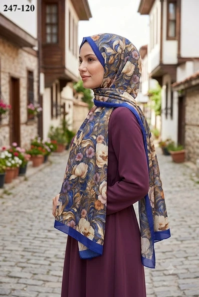 Sharell Fransız İpeği Şal (Saks Mavisi) 247-120 ürün görseli 1