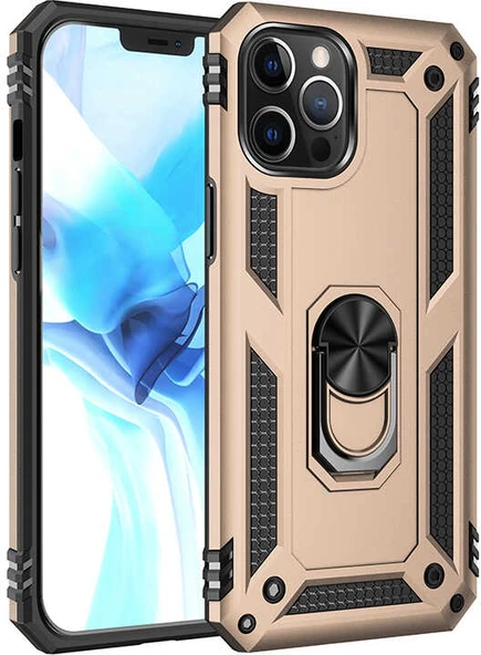 iPhone 12 Pro Uyumlu Mnc Vega Kapak-Gold ürün görseli 1