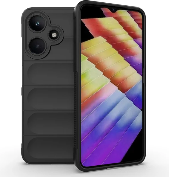 Infinix Hot 30I Kılıf Esnek Tpu Oyuklu Arka Yüzey Tasarımlı Mnc Etnik Silikon Kapak - Siyah ürün görseli 1